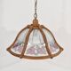Lustre style Art Nouveau en bois et verre des années 1970