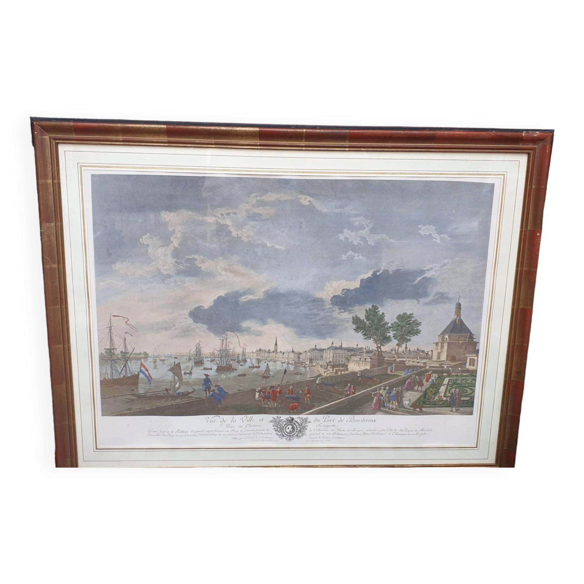 Framed engraving port of Bordeaux