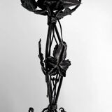 Lustre en fer forgé et pate de verre, Art Deco, Muller Freres, Circa 1920
