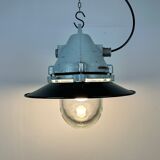 Aluminium and enameled bomb proof pendant lamp 70s