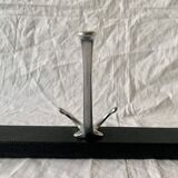 Vintage wall coat rack in wood and black Skai - 6 coat hooks