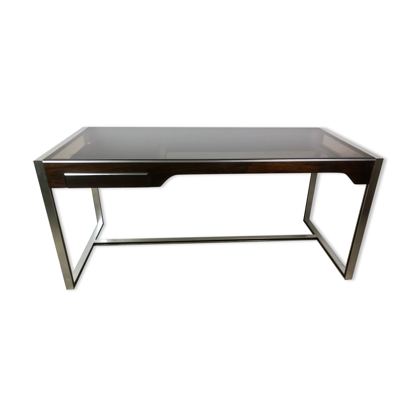 Metal and rosewood desk by Claude Gaillard for Ligne Roset 70'S