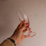 6 Italian pink crystal champagne flutes