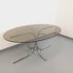 Vintage oval dining table in smoked glass and chrome metal