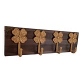Porte-manteau mural de style vintage – 4 patères en fonte dorée