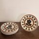Lot 7 Flat Plates Boch Louvière Kimono Tulip Brown Flowers Vintage