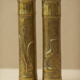 Pair of vintage Art Deco Brass vases Circa 191