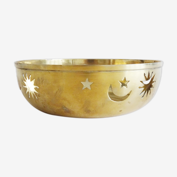 Sun, moon and stars brass bowl