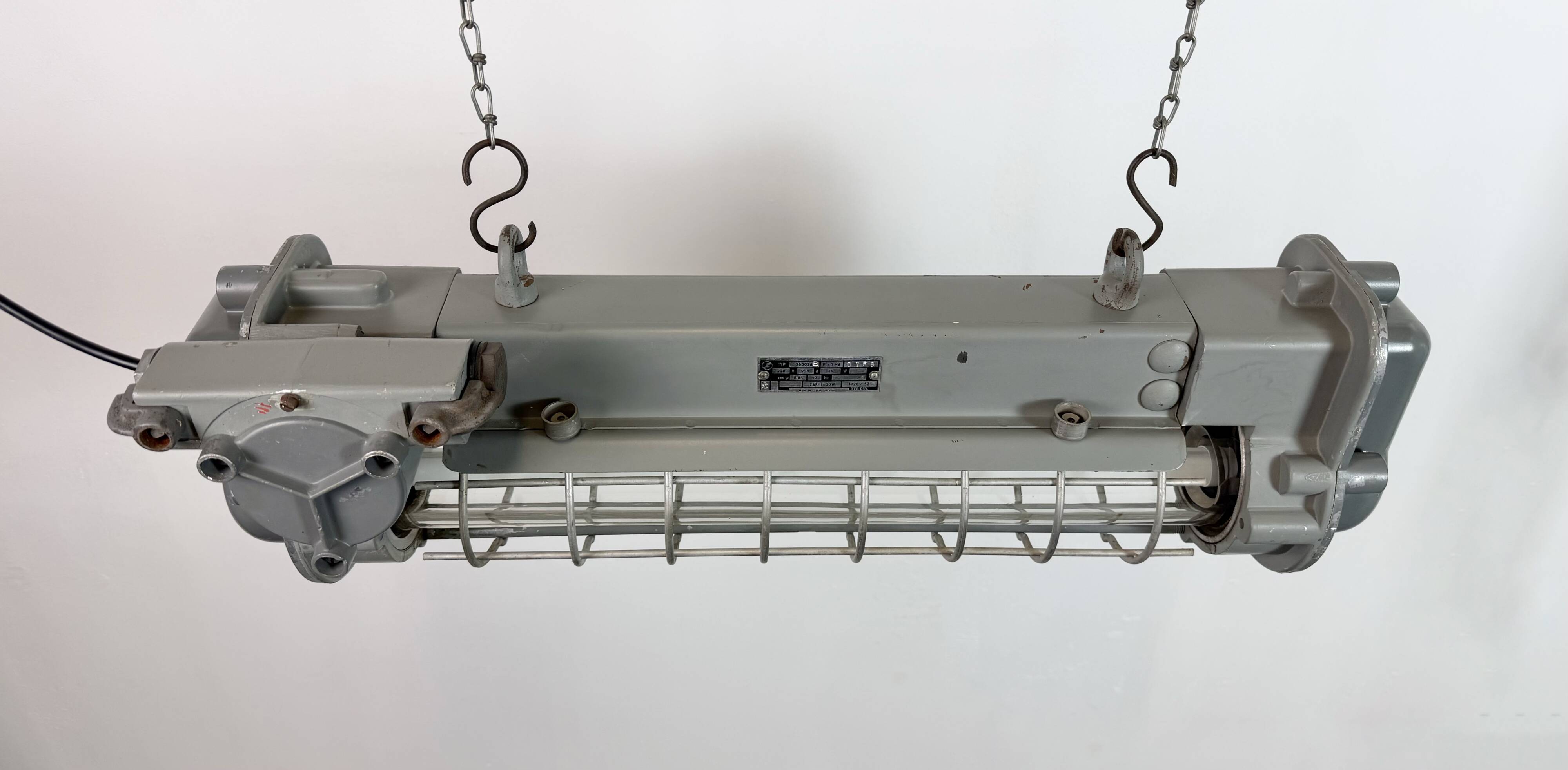 Grey Industrial Hanging Tube Light from Elektrosvit, 1970s