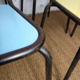 8 chaises de cantine formica rouge jaune bleu tubulure métal années 50-60