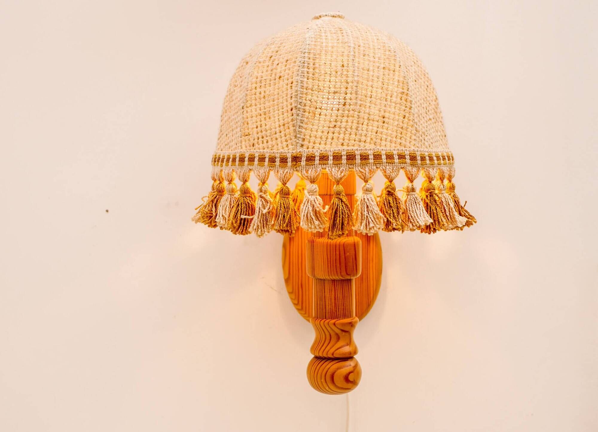 1970s Scandinavian Wall Sconce by Solbackens Svarveri in Pine