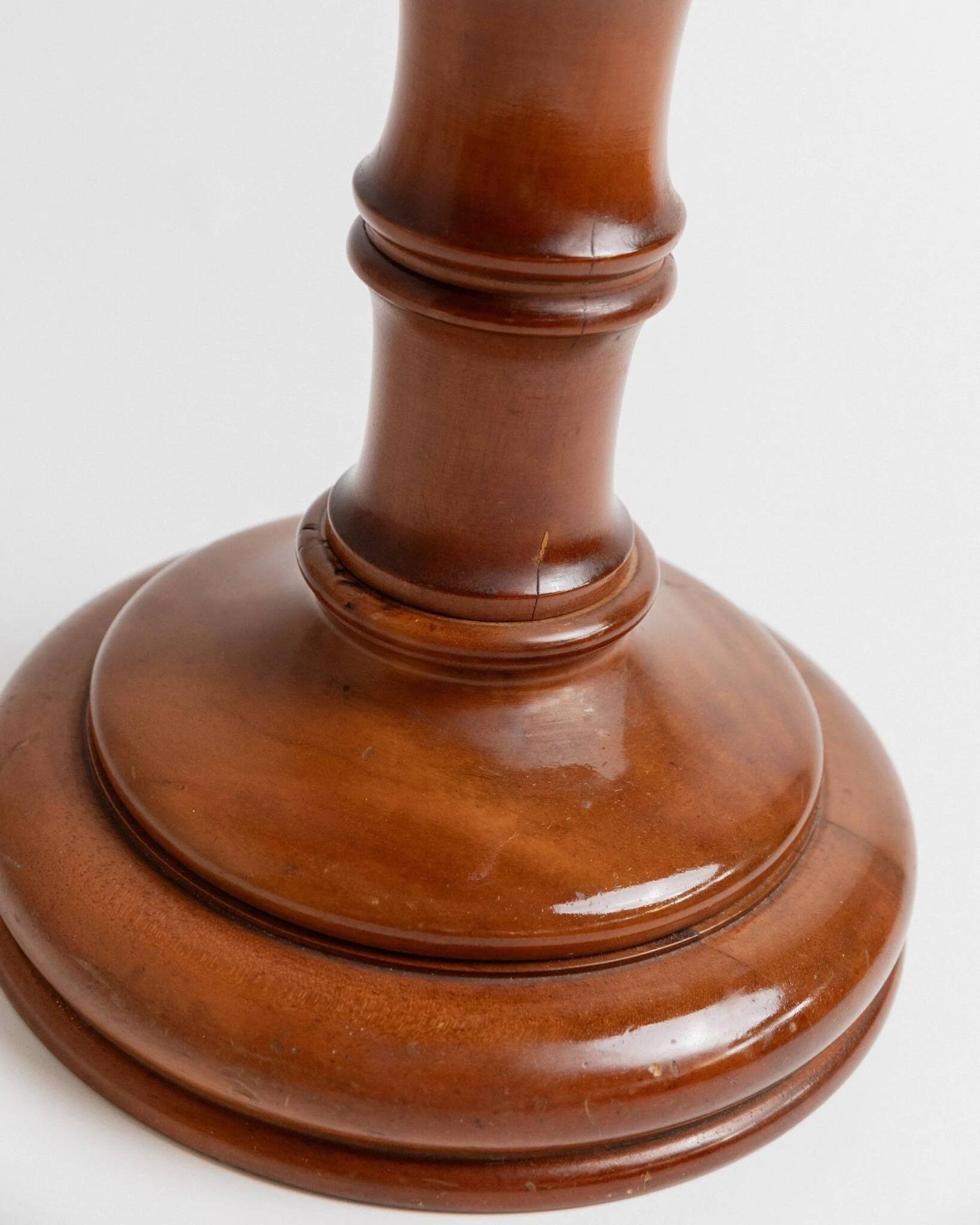 XXL vintage solid wood flower pedestal, Italian handcrafted column table, 1960s, marron finish