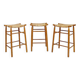 Set of 3 bar stools in Oak and Rush woven seat