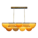 Contemporary Elongated Brown and Gold Murano Glass and Brass Ceiling Lamp, Italy