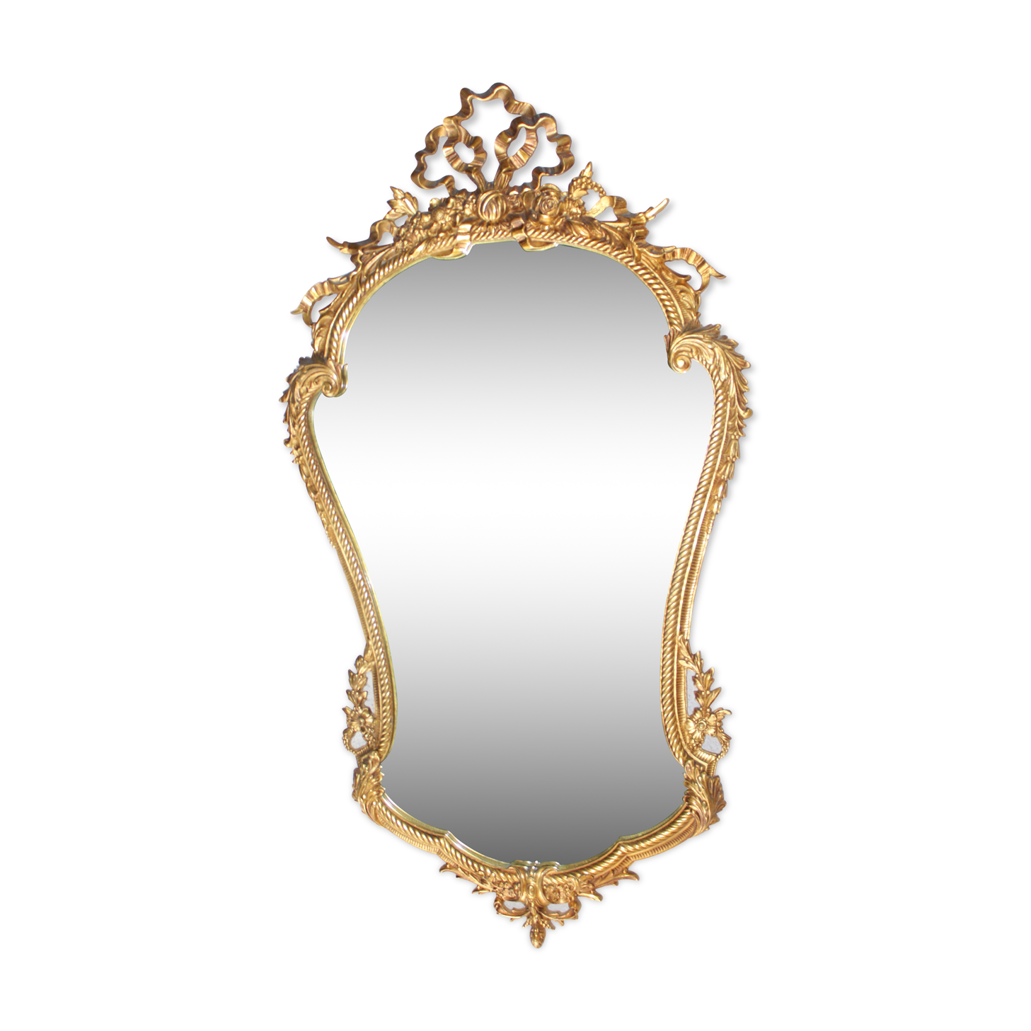 Napoleon III mirror bronze decoration of node and flowers 52 x 95 cm