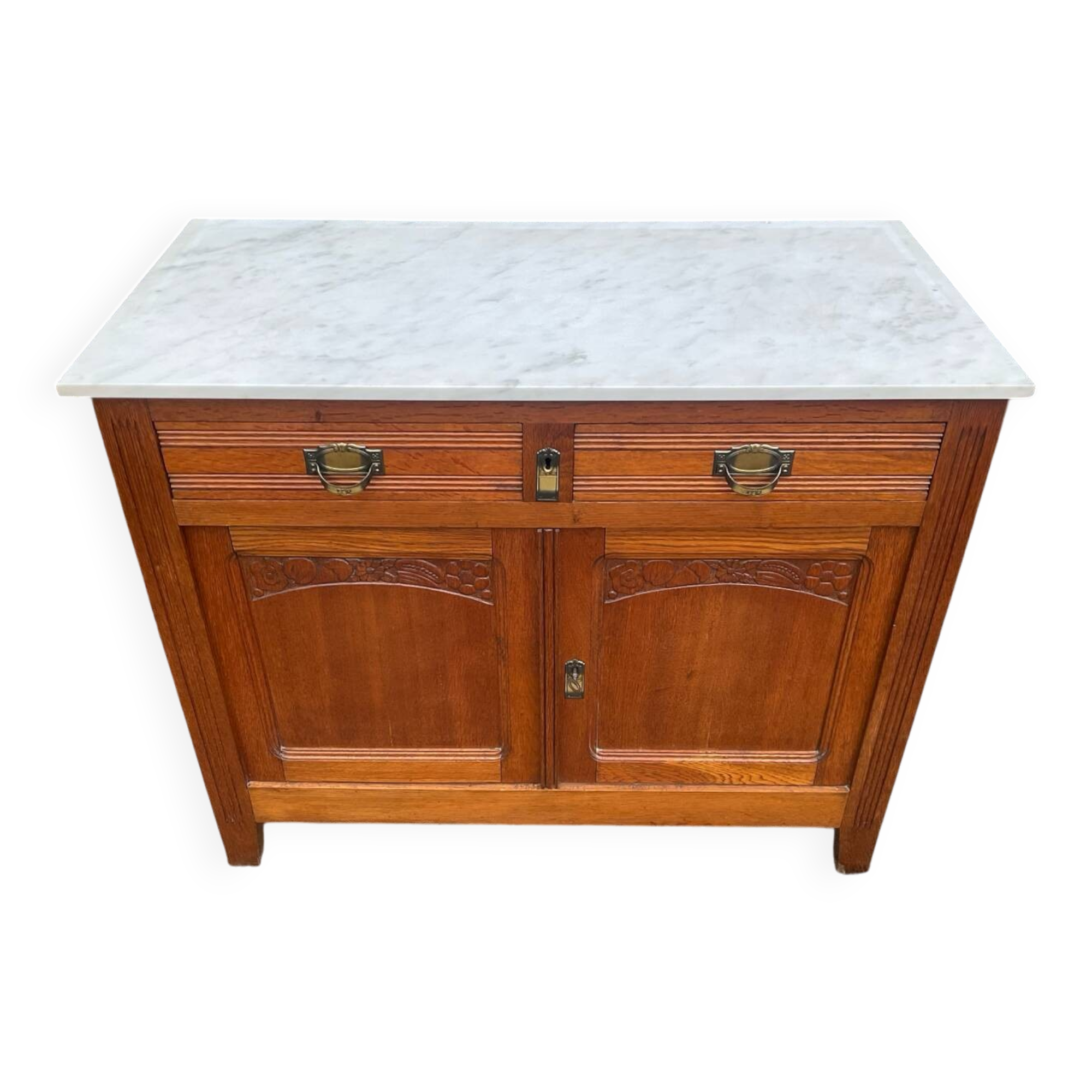 Ancien Buffet parisien en chêne et marbre