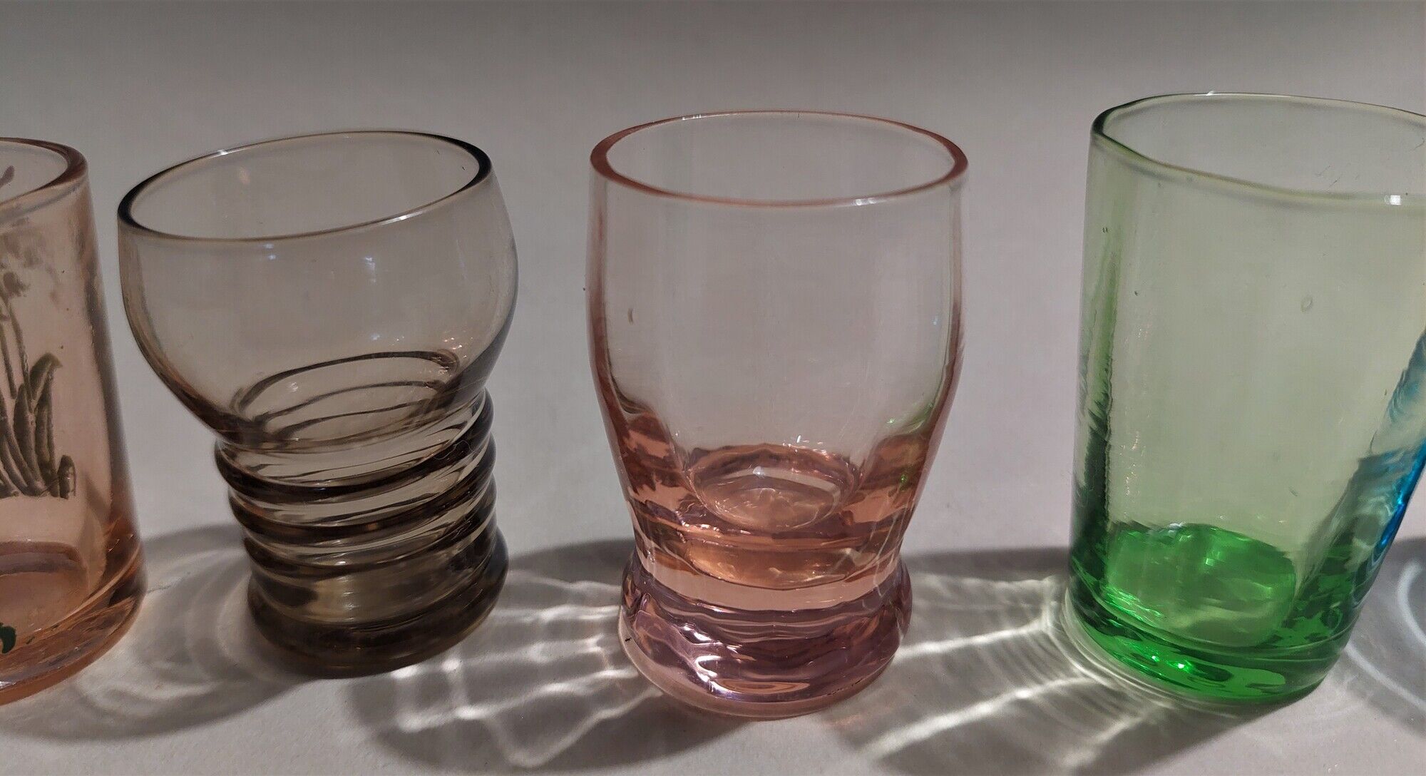 Vintage shooter shot glasses series of six assorted colors