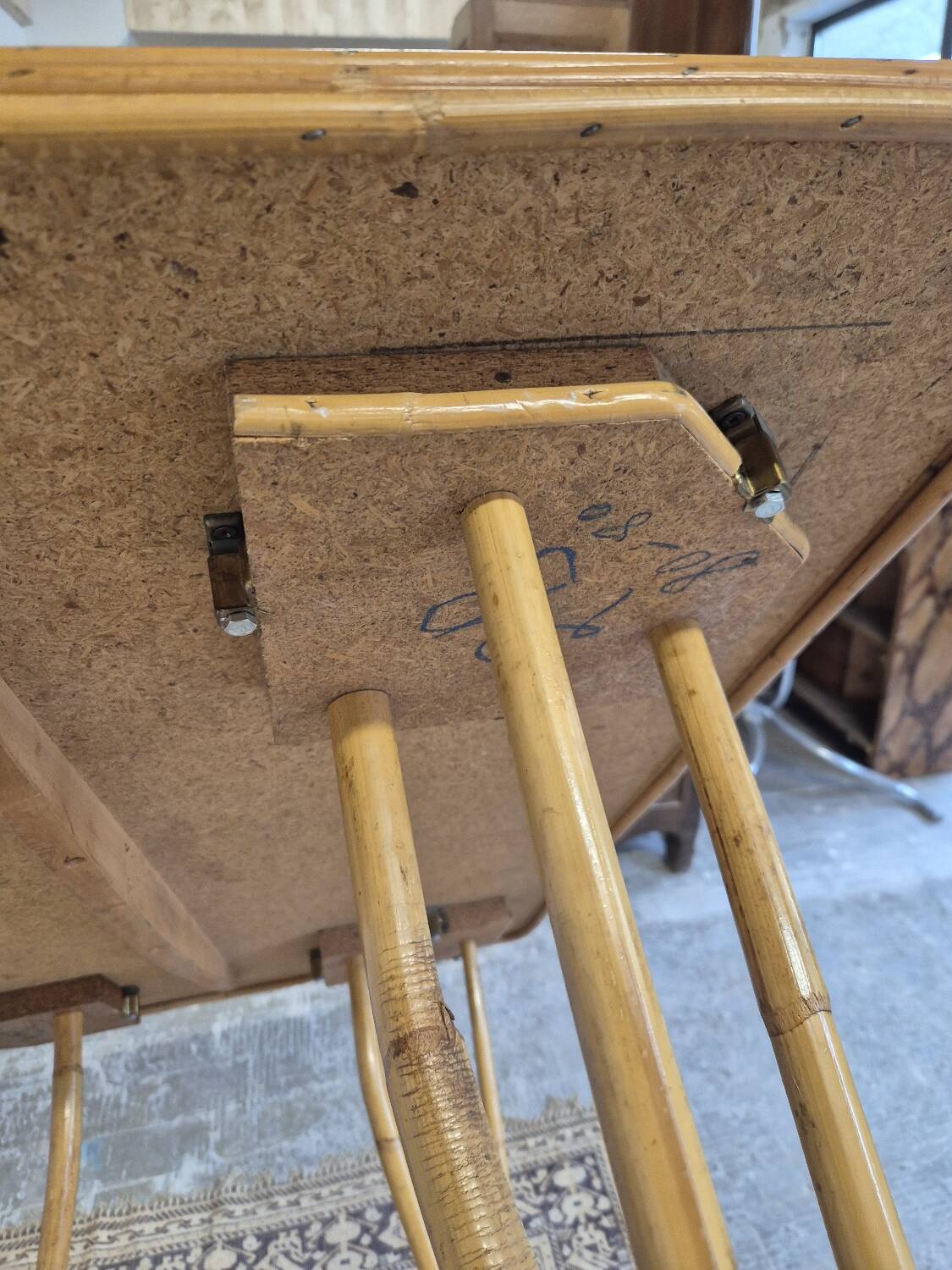 Rattan compass leg dining table, 1950s