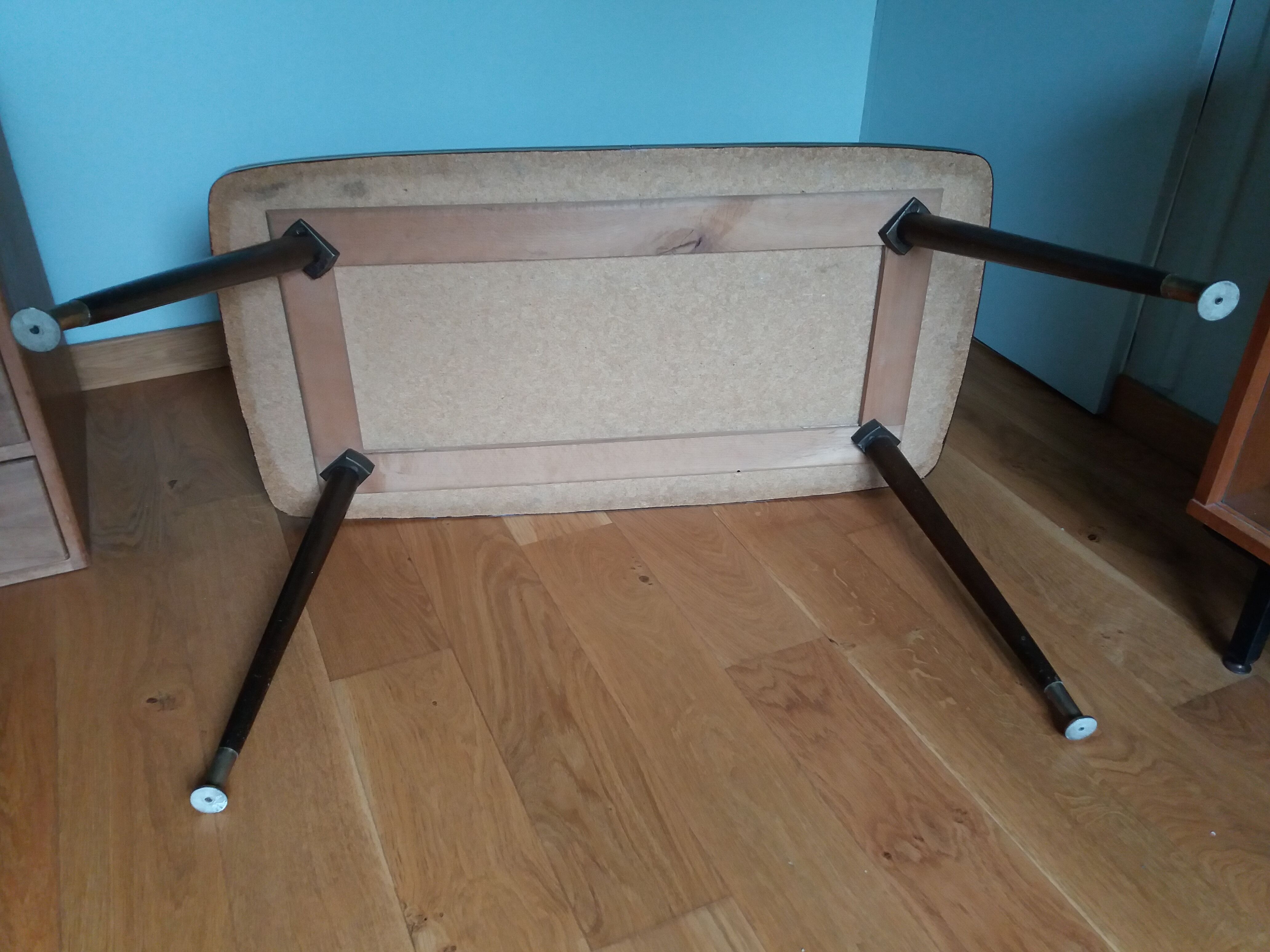 Coffee table formica tapered compass legs