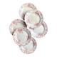 6 Boulenger & Cie flat plates in ecru and pink enamelled ironstone,