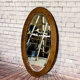 Oval beveled wooden mirror, 93x54 cm