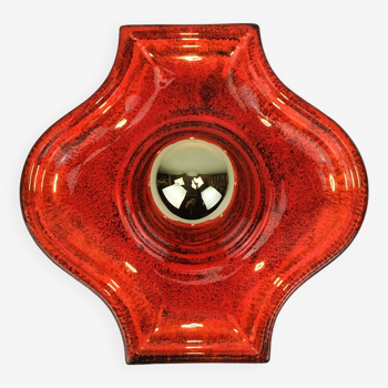mid century ceramic SCONCE wall lamp 1960s 1970s red orange black