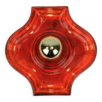 mid century ceramic SCONCE wall lamp 1960s 1970s red orange black