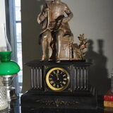 Old 19th century mabre fireplace clock with statue
