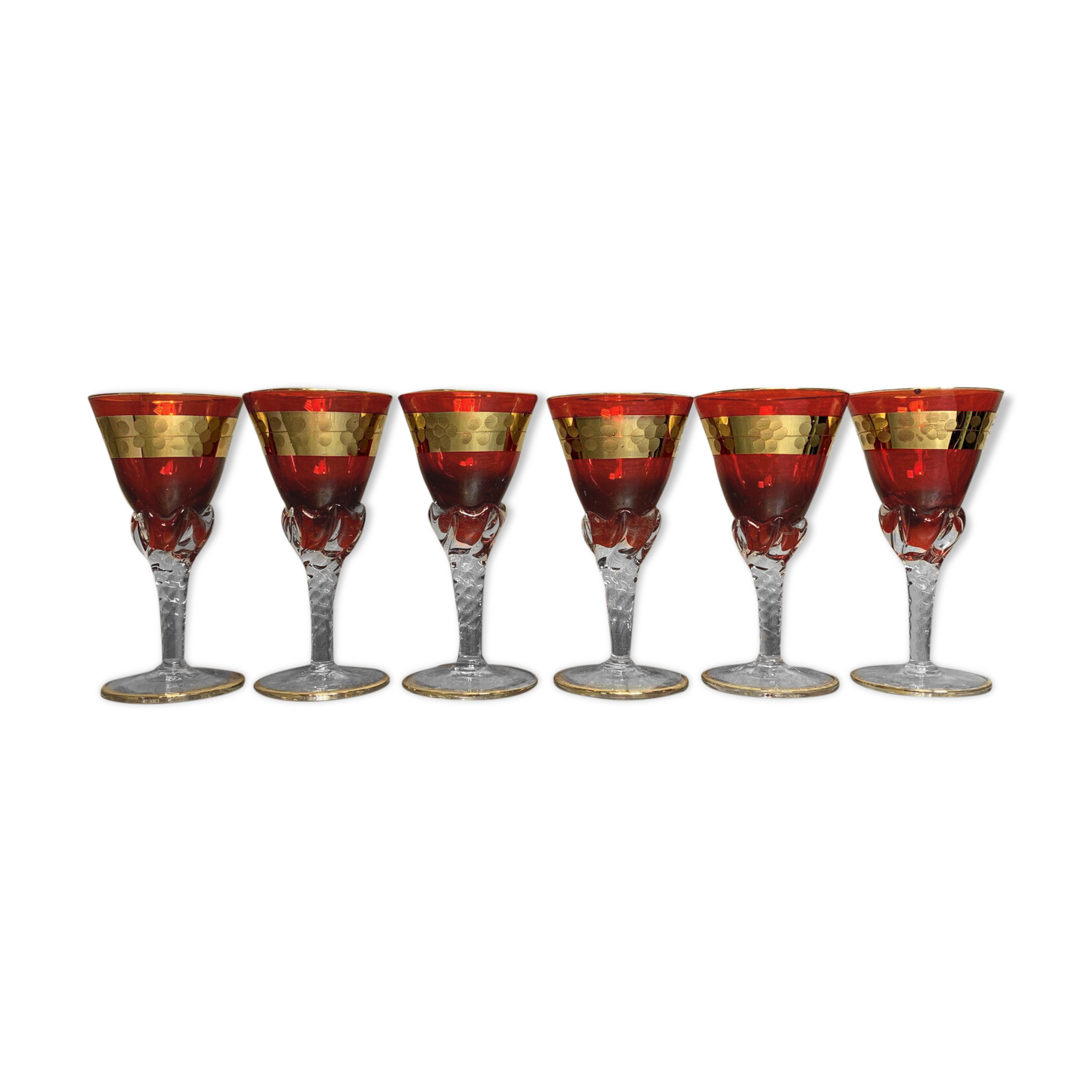 Série de 6 verres a porto en cristal de venise