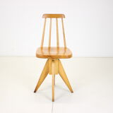 Midcentury wood revolving chair, czechoslovakia, 1970s