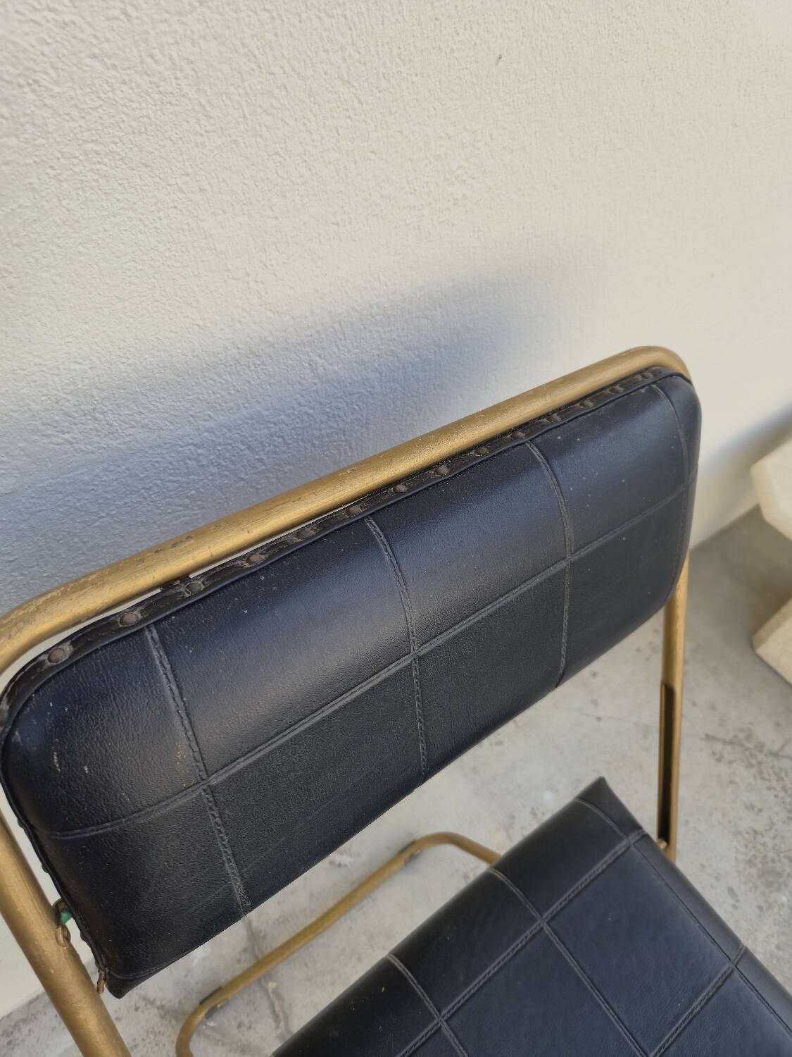 Pair of vintage 1950s Lafuma black folding chairs