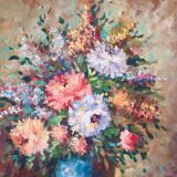 Large oil on canvas floral composition signed Boucher