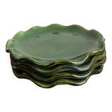 Set of 4 wavy glazed earthenware plates by Milon from Dieulefit, 1970.