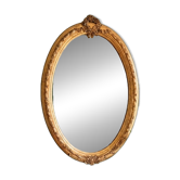 Gold oval mirror refurbished with a pediment — Louis XVI / Napoléon III style