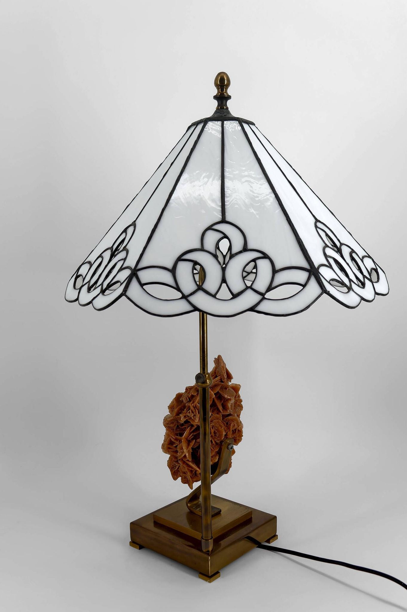 "Rose des Sables" Lamp, Bronze and Stained Glass Shade – circa 1970