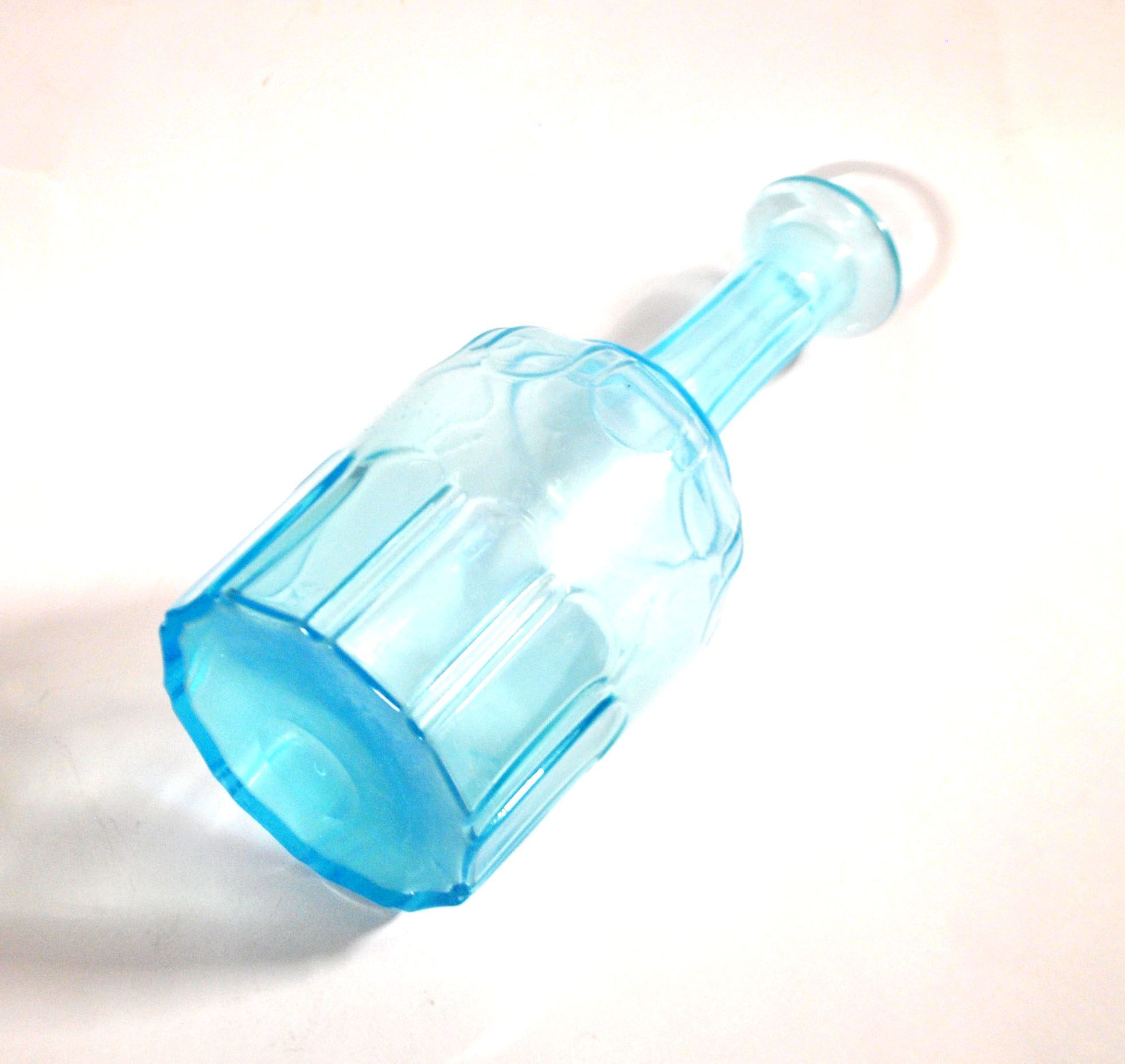 Vintage glass carafe in light blue blown glass 22cm