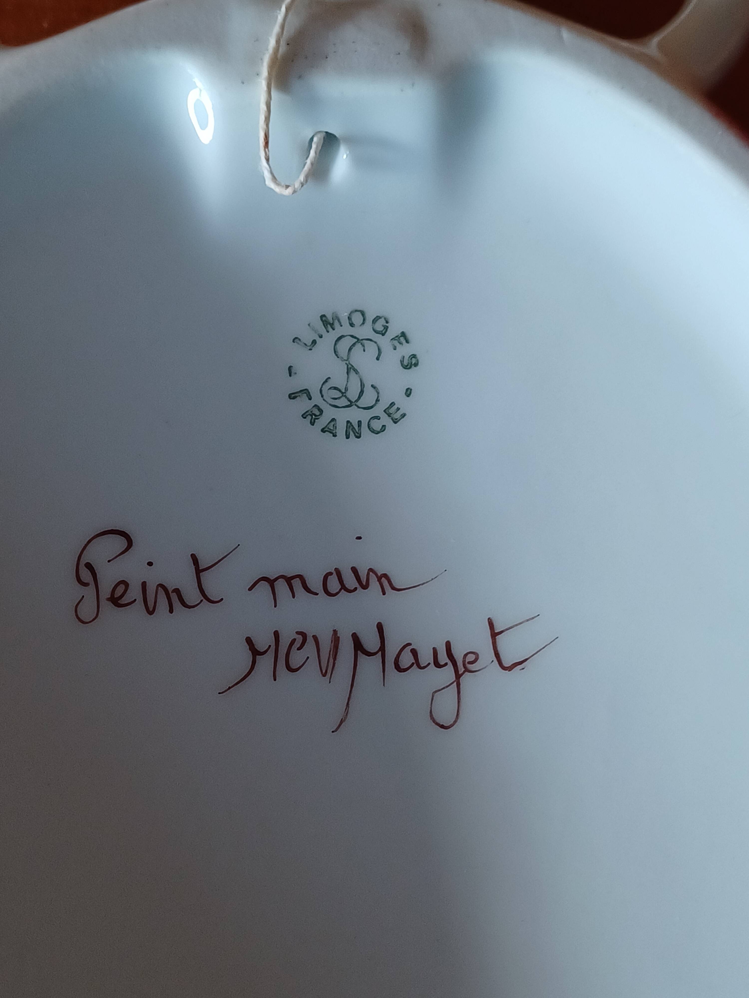 Hand Painted Porcelain Iris Flower Medallion.