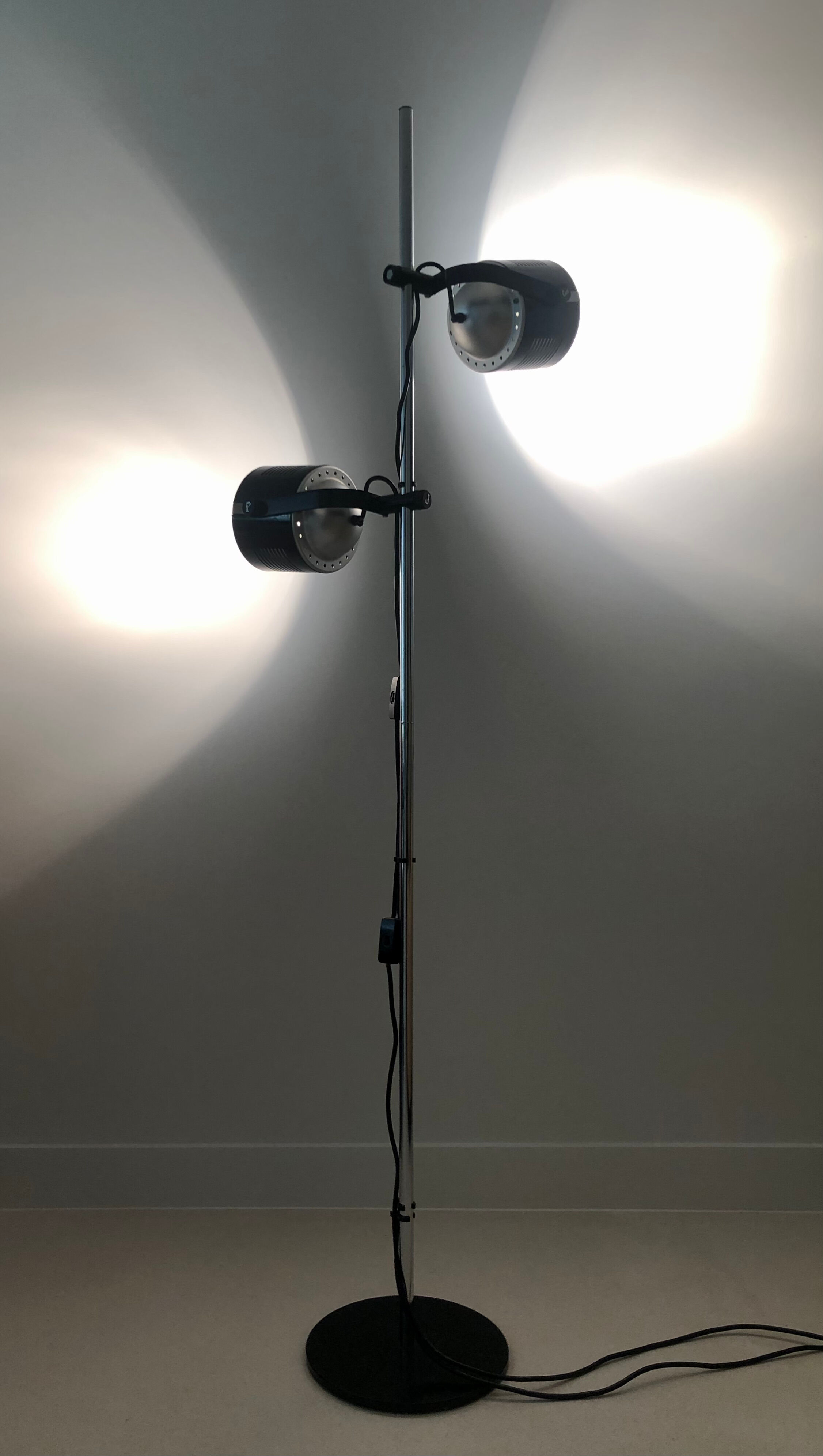 Floor lamp two spots of FAEL Luce, Italy 70s