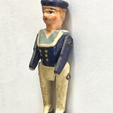 Painted wooden character, French brand Radiguet, vintage toy.