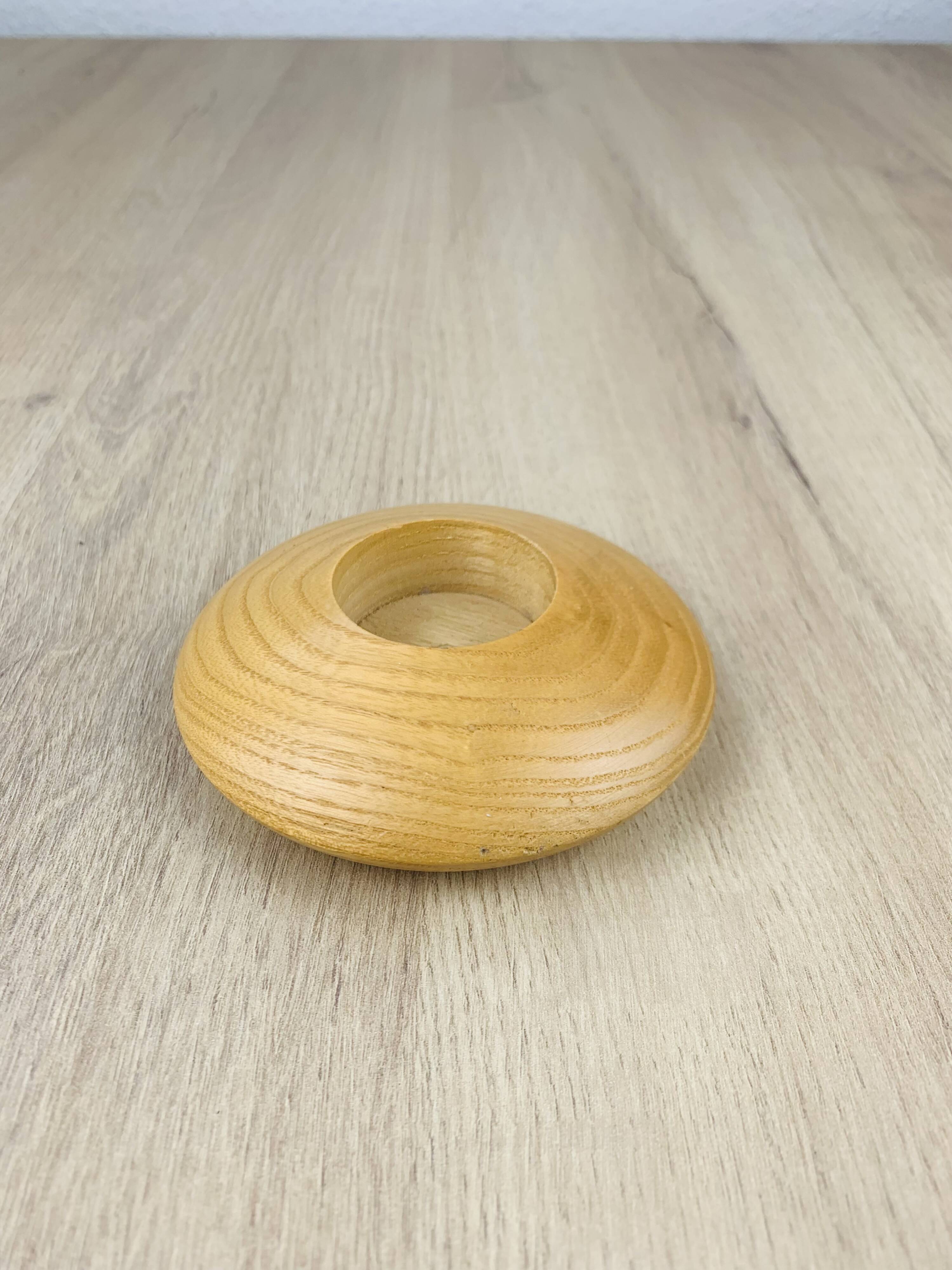 Scandinavian style wooden saucer candle holder