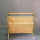 Mid-Century Modern Brass and Bamboo Magazine Rack, Austria 1950s