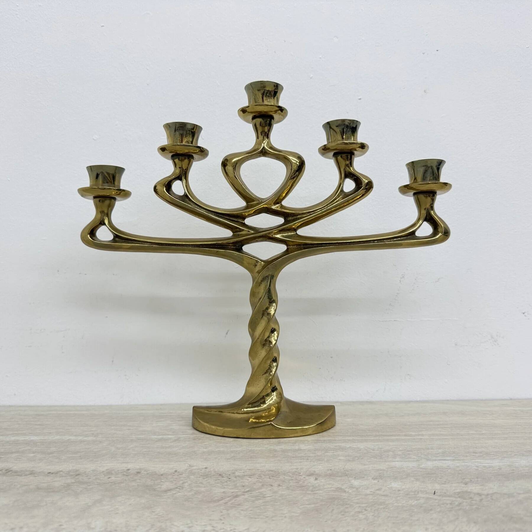 Mid-century large brutalist solid bronze candleholder, 1970s
