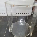 Octagonal side table in transparent plexiglass from the 70s