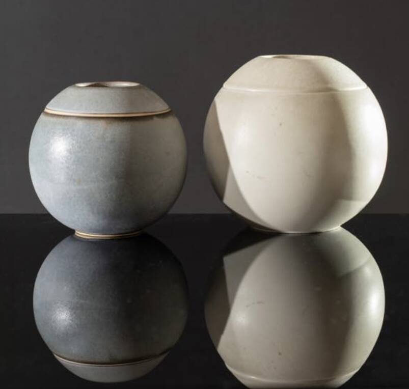 Mid-century Modern set of 2 gres vases, Franco Bucci Italy ca. 1960