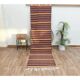 1970s Vintage Turkish Handmade Wool Cotton Red Orange Kilim Rug 93x323