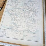 Carte des voies navigables de France, originale imprimée en 1896.