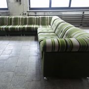 Large 7 piece modular / sectional sofa in striped upholstery, Germany, 70s