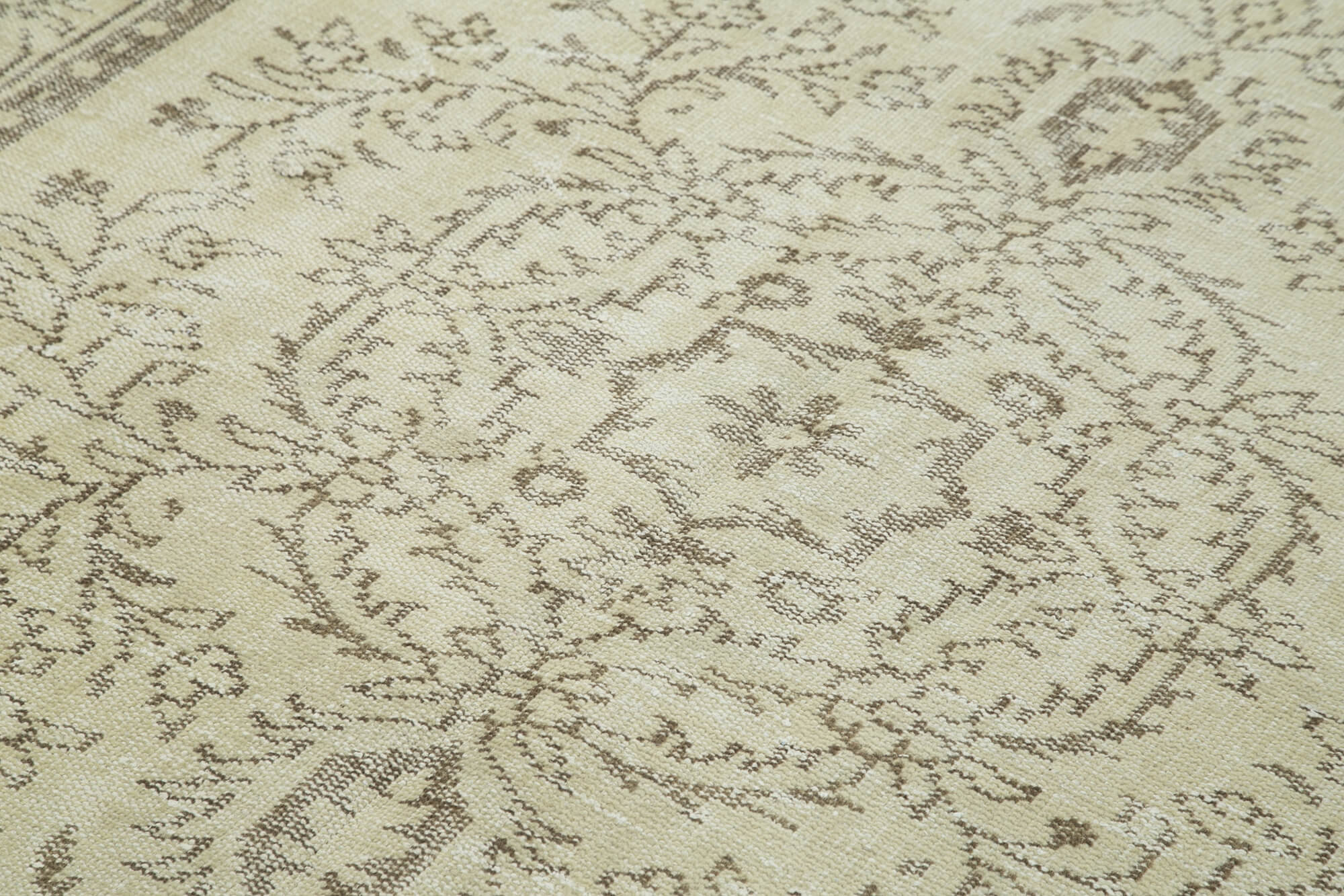 Hand-Knotted Distressed Turkish Beige Carpet 175 cm x 286 cm - 38932