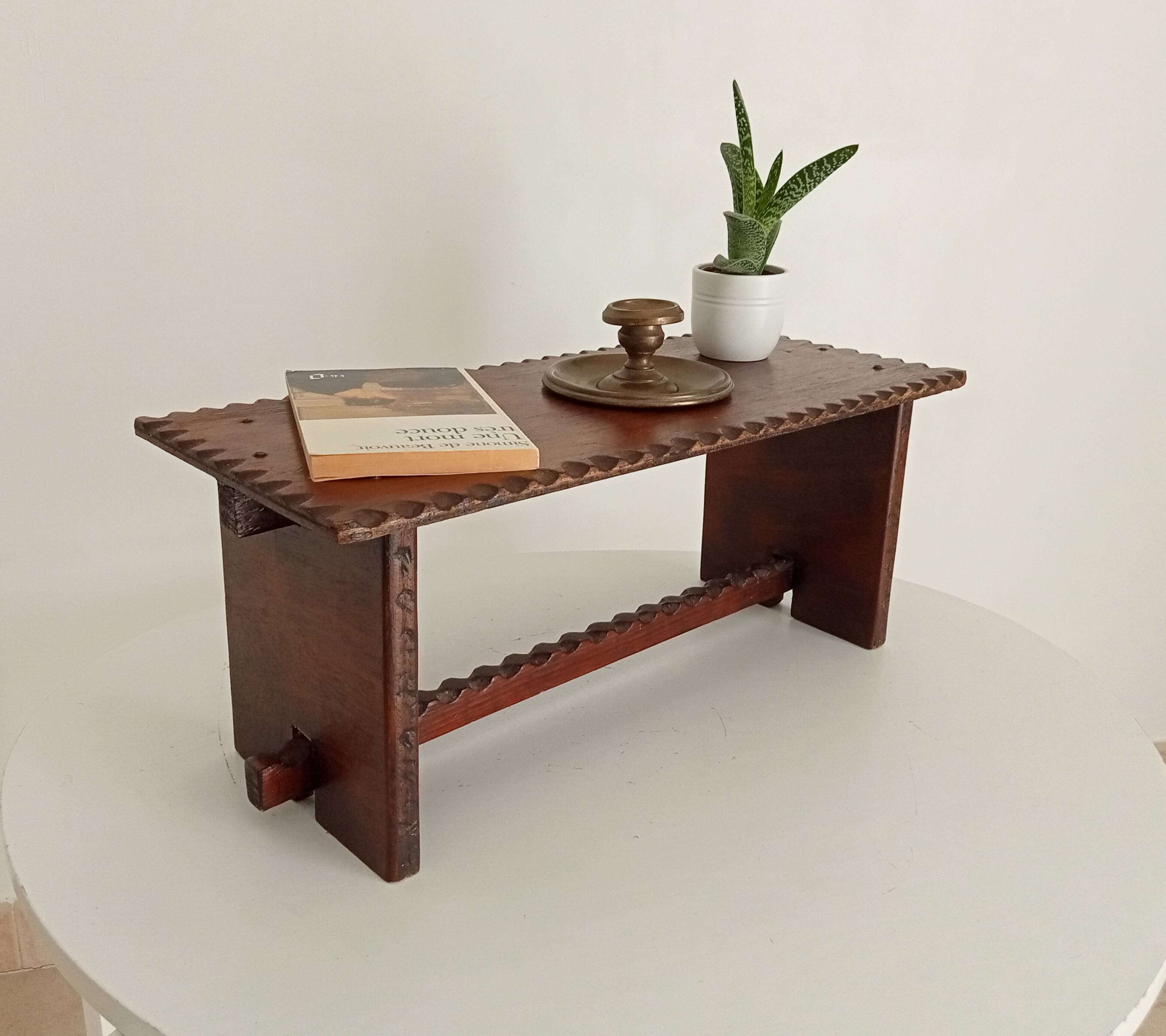 Low brutalist stool in the style of Charles Dudouyt.