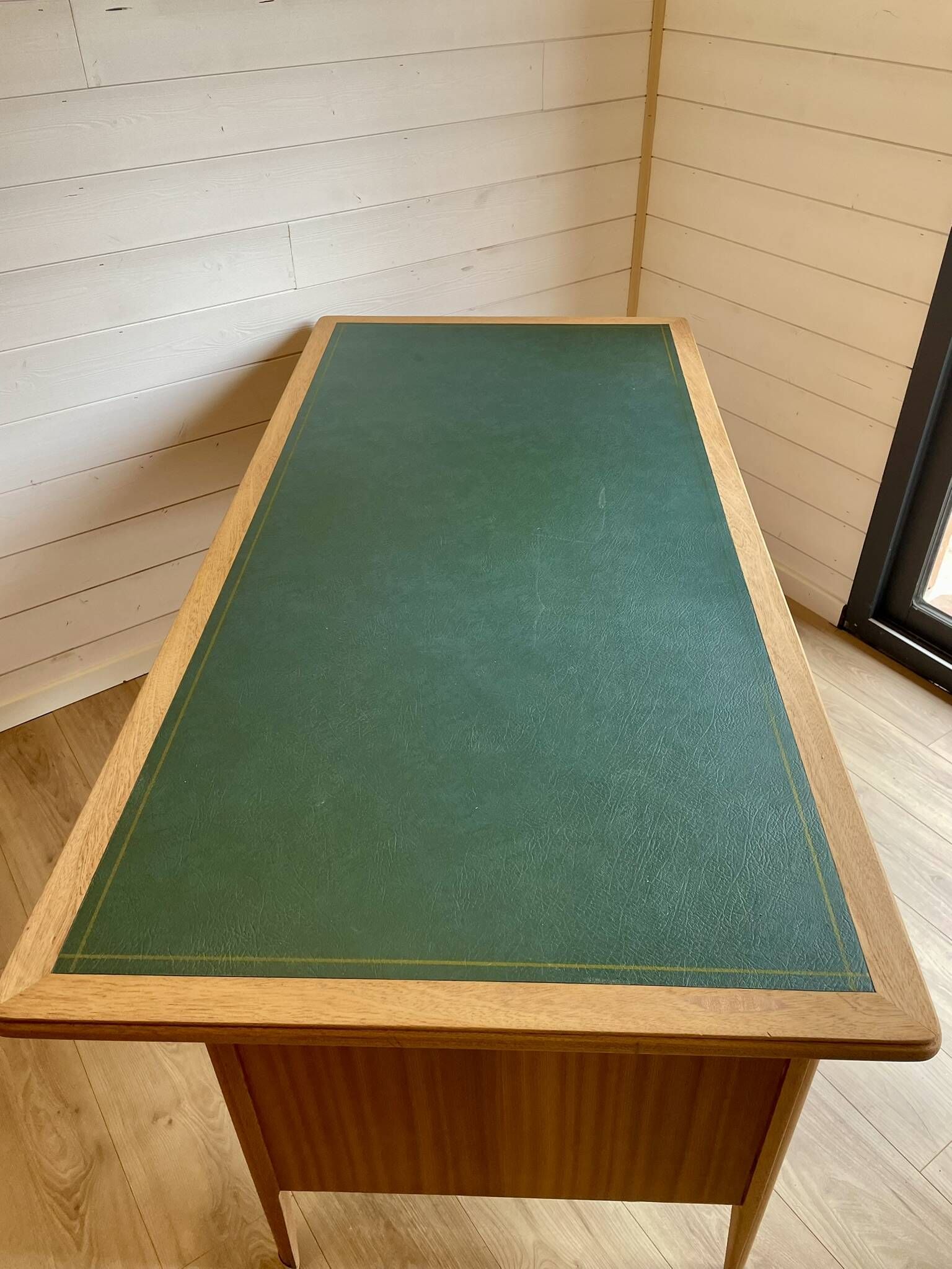 Vintage Mid-Century brass sabot ministerial/management desk